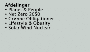 Afdelinger • Planet & People • Net Zero 2050 • Gr nne Obligationer • Lifestyle & Obesity • Solar Wind Nuclear