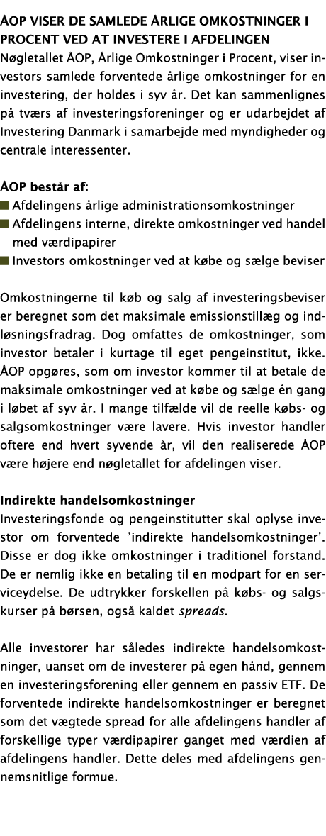  OP viser de samlede  rlige Omkostninger i Procent ved at investere i afdelingen N gletallet  OP,  rlige Omkostninger   