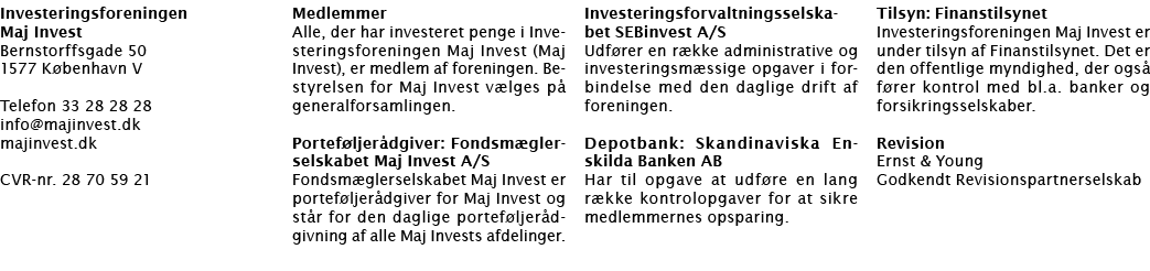 Investeringsforeningen Maj Invest Bernstorffsgade 50 1577 K benhavn V Telefon 33 28 28 28 info@majinvest.dk majinvest...