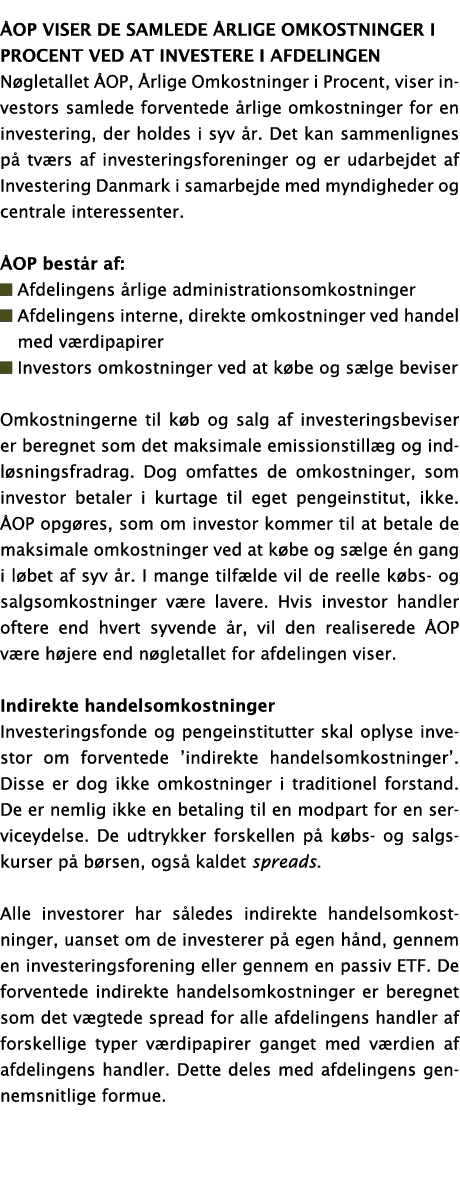 OP viser de samlede  rlige Omkostninger i Procent ved at investere i afdelingen N gletallet  OP,  rlige Omkostninger   